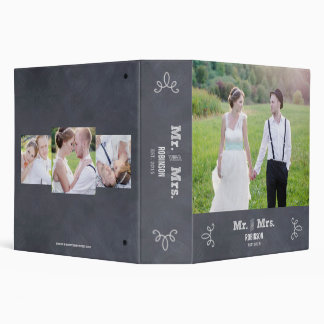 Stylishly Chalked Wedding Photo Album 3 Ring Binder