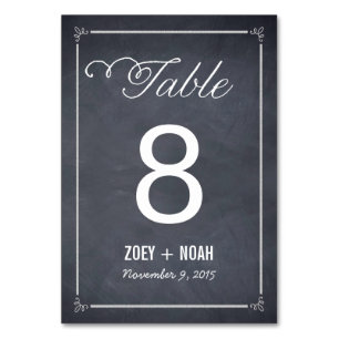 Stylishly Chalked Wedding Table Number Card