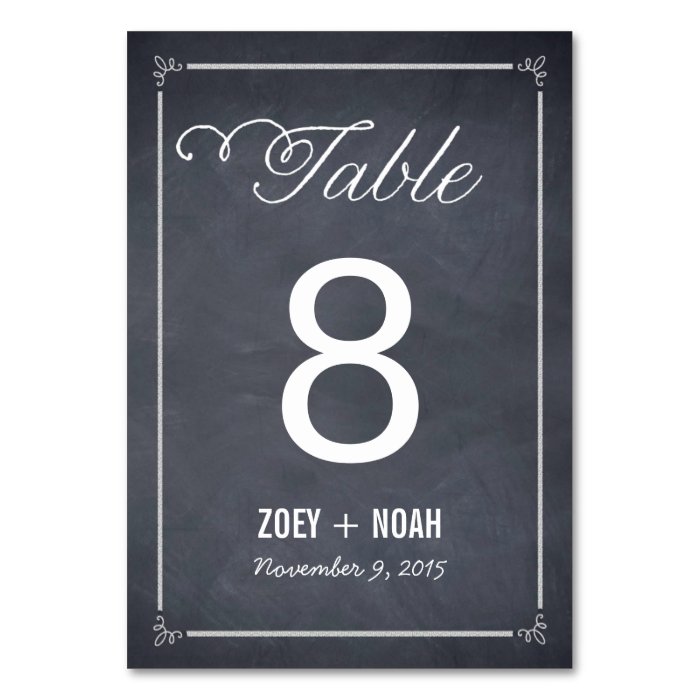 Stylishly Chalked Wedding Table Number Card Table Cards