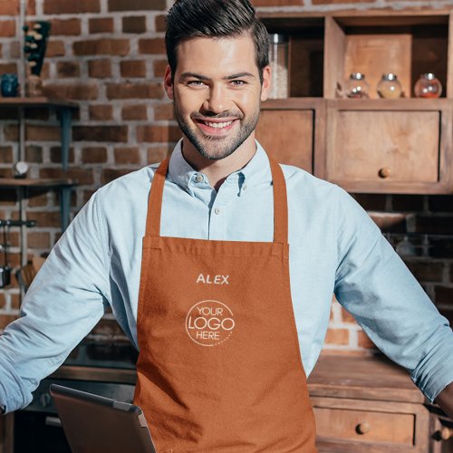 Stylishly Chic Dark Orange Company Logo Protective Apron