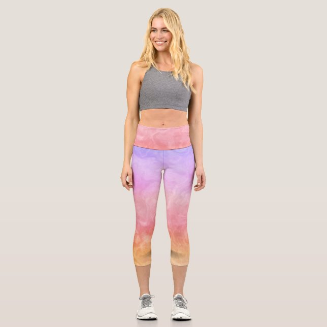 Stylishly Colorful Watercolor Leggings (Front)