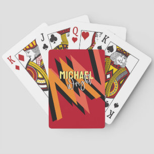 Stylishly Designed Modern Monogram Red Poker Cards