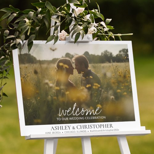 Stylishly Elegant Double Photo Wedding Welcome Foam Board