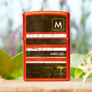 Stylishly Monogrammed Modern Striped Zippo Lighter