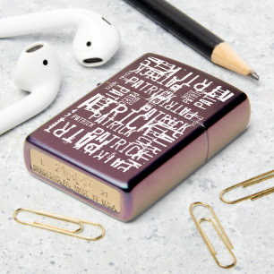 Stylishly Personalized Name Pattern Typography Zippo Lighter