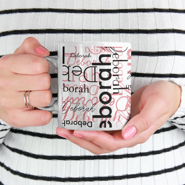 Stylishly Personalized Pink Black Mug for Her (Creator Uploaded)