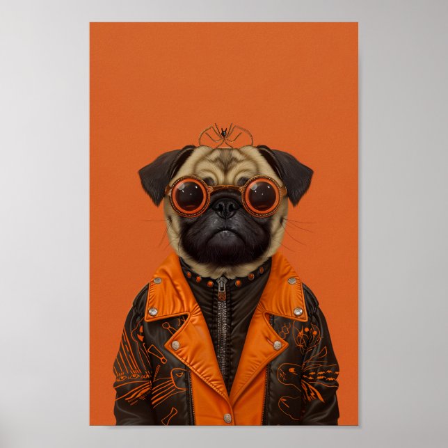 Stylishly Spooky Pug  Poster (Front)