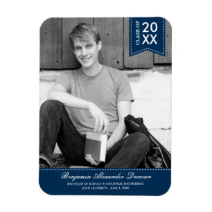 Stylishly Stitched Graduation Announcement Magnet