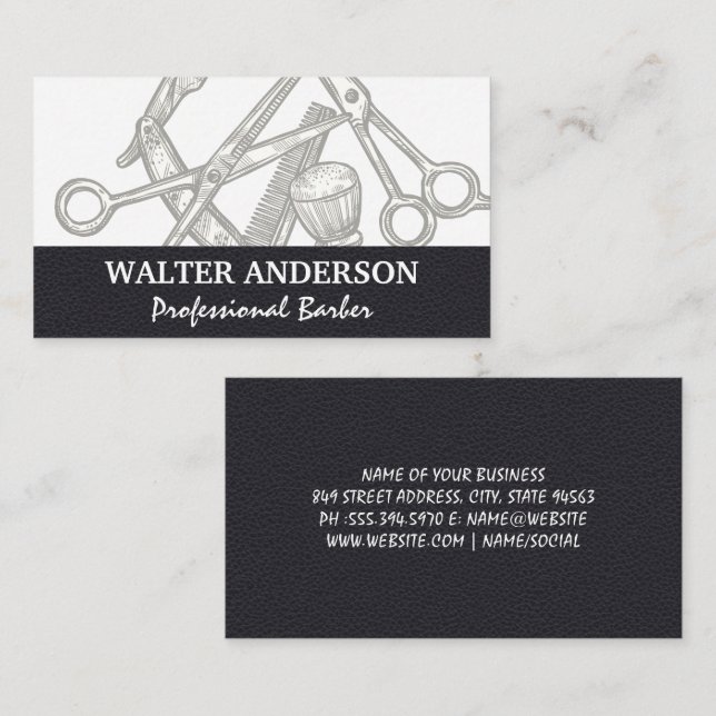 Stylist Barber Tools Business Card (Front/Back)