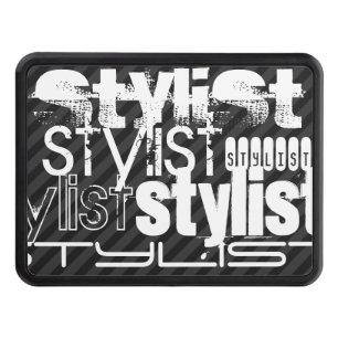 Stylist; Black & Dark Gray Stripes Tow Hitch Cover