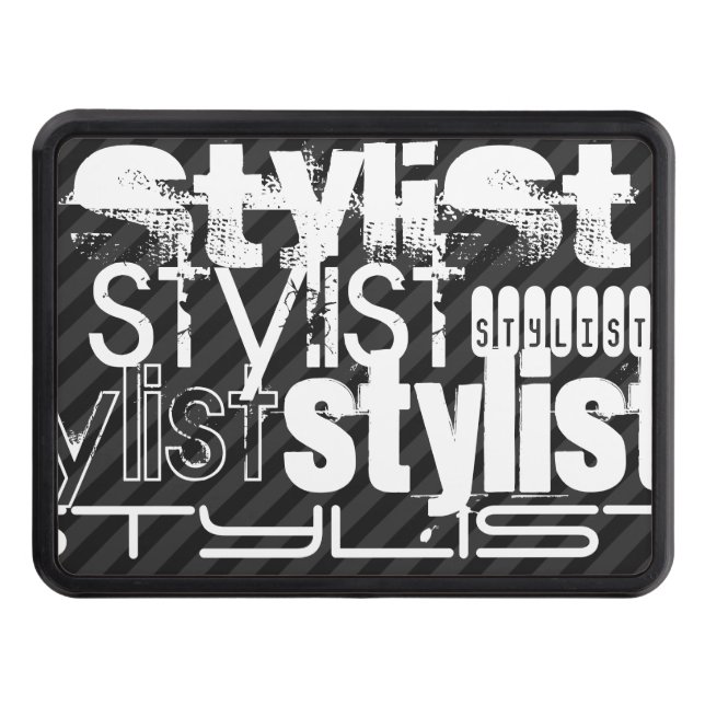 Stylist; Black & Dark Gray Stripes Tow Hitch Cover (Front)