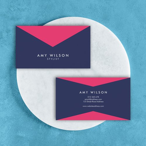 Stylist Color Block Vibrant Pink Blue Modern Business Card