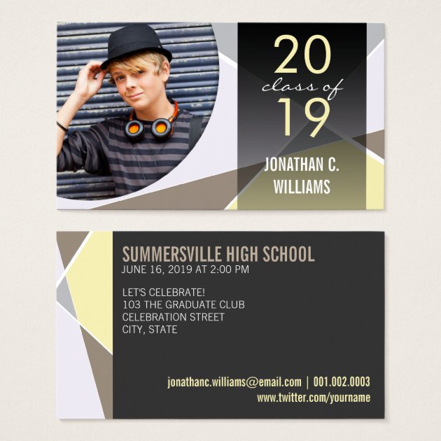 Stylist Criss Cross Graduation Photo Contact Card