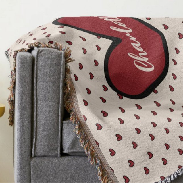 Stylist Cute Heart Pattern Monogram Personalized Throw Blanket (Creator Uploaded)