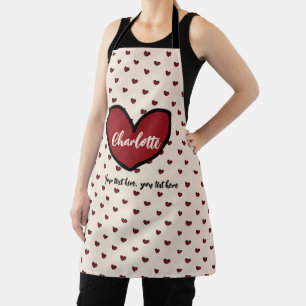 Stylist Cute Heart Pattern Monogram template Apron
