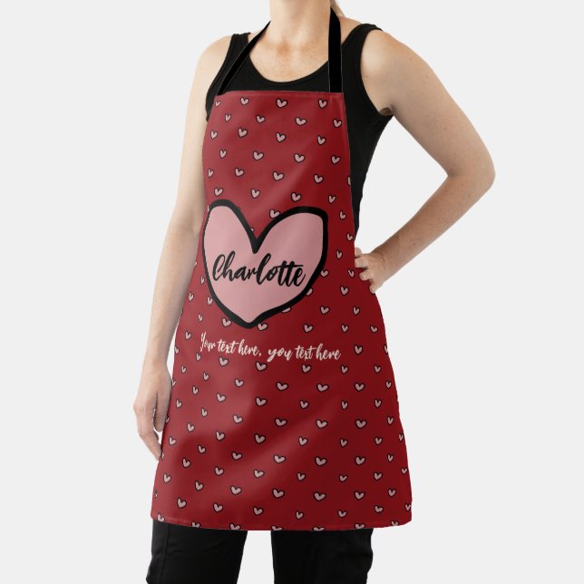 Stylist Cute Heart Pattern Monogram template Apron (Insitu)
