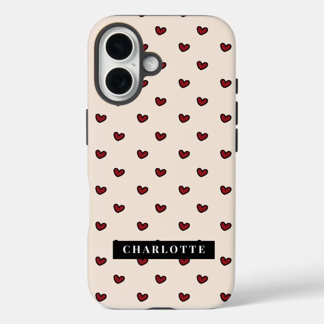 Stylist Cute Sweet Red Heart Pattern Monogram Case-Mate iPhone Case (Back)