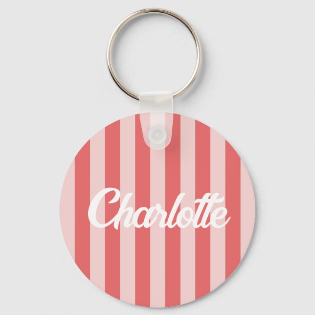 Stylist Cute Sweet Red Heart Pattern Monogram gift Keychain (Front)