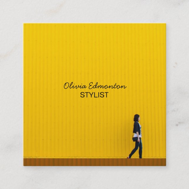 Stylist Fashion Photo Custom Template Plain Makeup Square Business Card (Front)