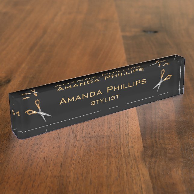 Stylist Gold Desk Name Plate (Side)