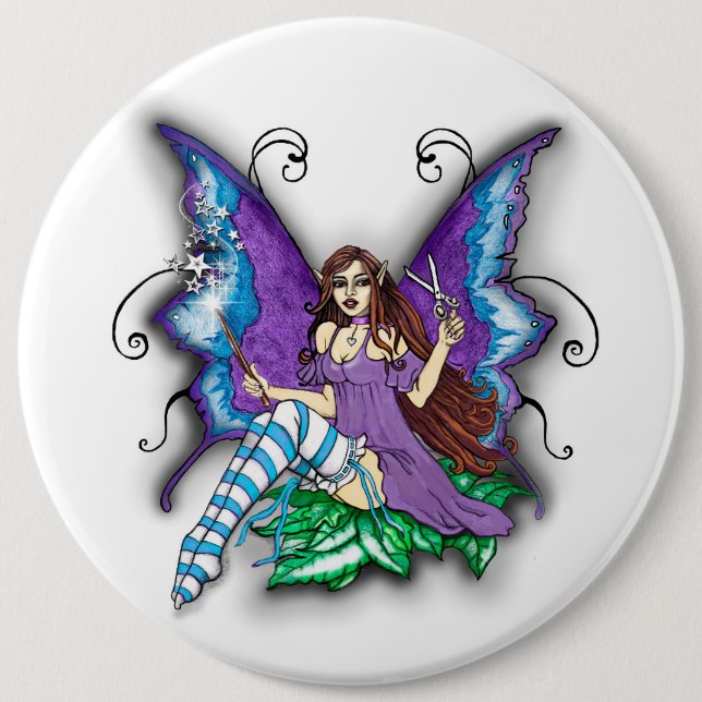 Stylist-Hair Dresser Fairy Button (Front)