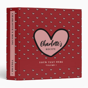 Stylist Heart Pattern Grandma's Recipe Template 3 Ring Binder