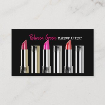 Stylist Makeup Artist Cosmetologist Pink Lipstick Business Card by businesscardsdepot at Zazzle