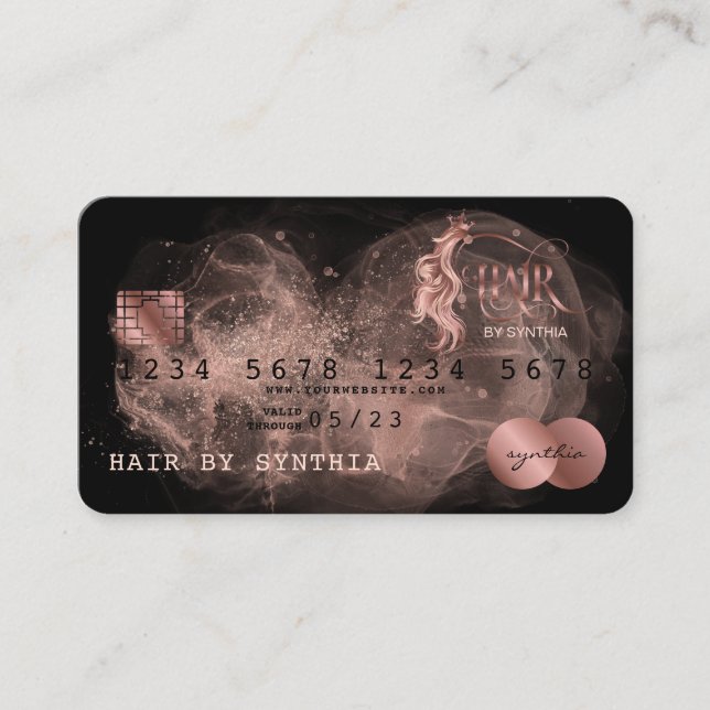 Stylist Pink Stylized Gold Hair Credit Card (Front)