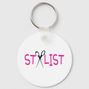 Stylist Pink with Scissors Keychain