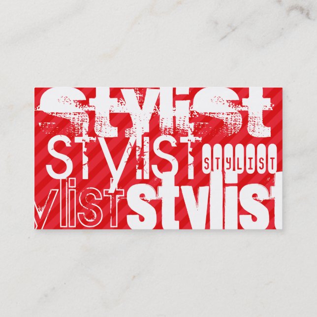 Stylist; Scarlet Red Stripes Business Card (Back)