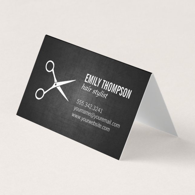 Stylist | Shears | Dark Texture Background Business Card (Front)