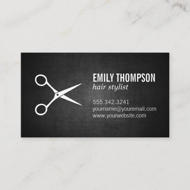 Stylist | Shears | Dark Texture Background Business Card (Front)