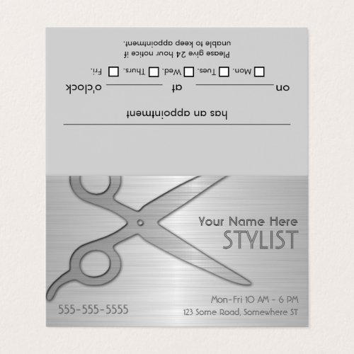 Stylist Silver Appointment Business Card