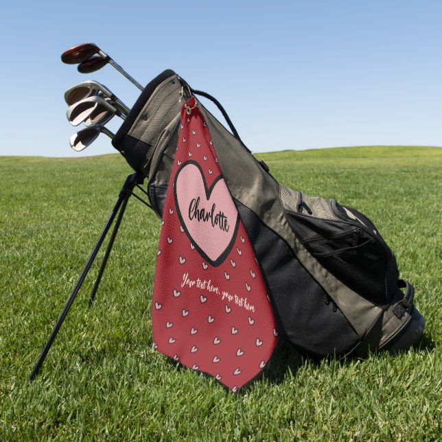 Stylist Sweet Heart Personalized gifts template  Golf Towel (Green)