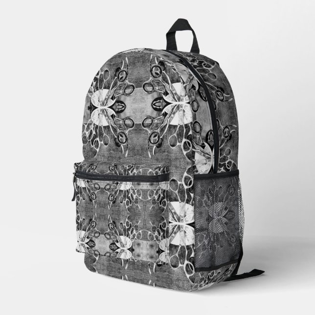 Stylist - Tools of the Trade - Scissors Printed Backpack (Back Corner Right)