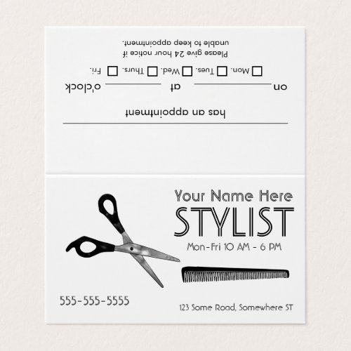 Stylist White Appointment Business Card