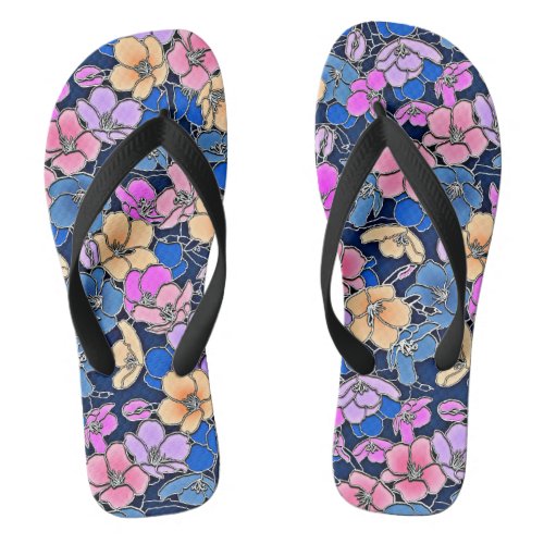 Stylistic Floral Pattern 46 Flip Flops