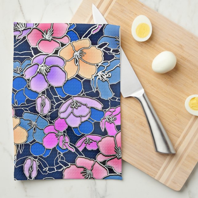 Stylistic Floral Pattern 46 Kitchen Towel (Quarter Fold)