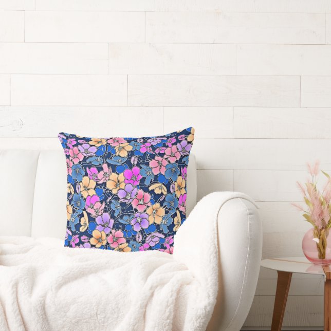 Stylistic Floral Pattern 46 Throw Pillow (Couch)