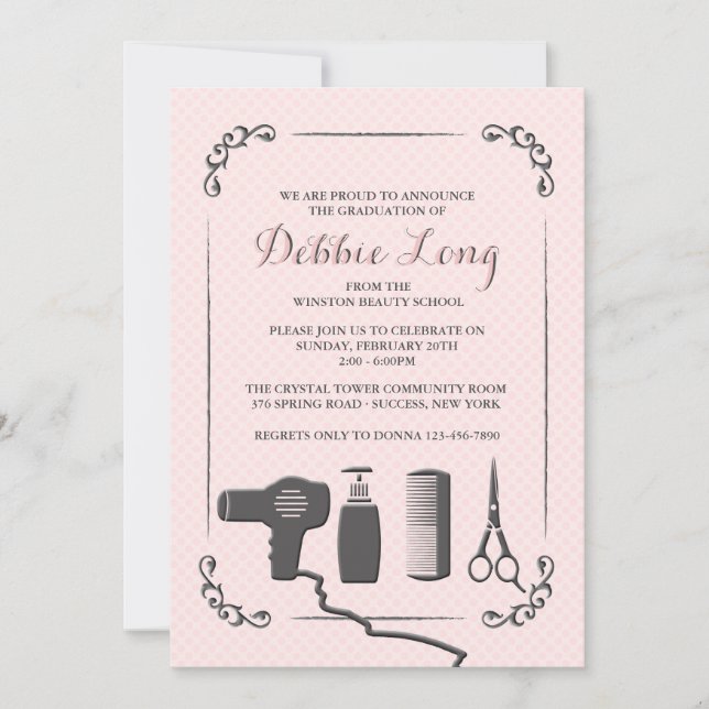 Stylist's Tools Graduation Invitation (Front)