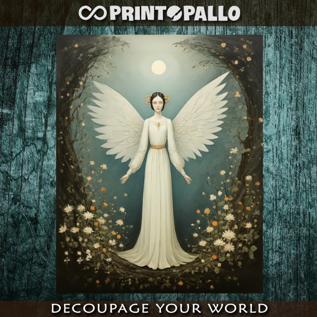 Stylized 1920 Angel with flowers Tissue Paper (Creator Uploaded)