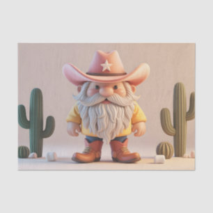 Stylized 3D Cowboy Gnome in Desert Tissue Paper