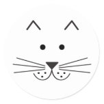 Stylized Abstract Cat Face Illustration Design Classic Round Sticker