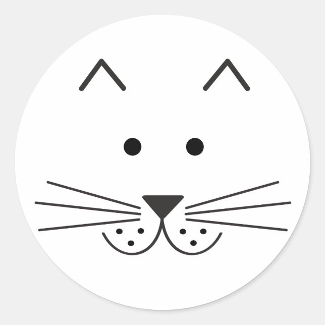 Stylized Abstract Cat Face Illustration Design Classic Round Sticker (Front)