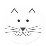 Stylized Abstract Cat Face Illustration Design Classic Round Sticker