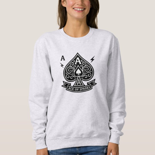 Stylized Ace of Spades — Art-Deco Vector Emblem Sweatshirt (Front)