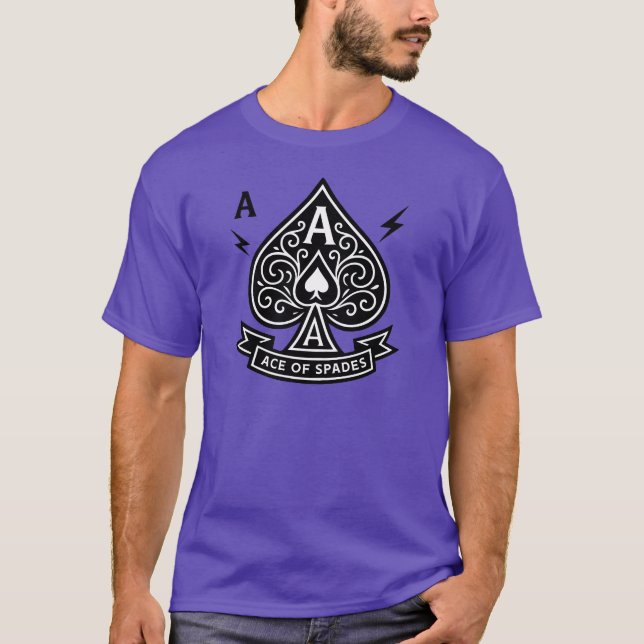 Stylized Ace of Spades — Art-Deco Vector Emblem T-Shirt (Front)