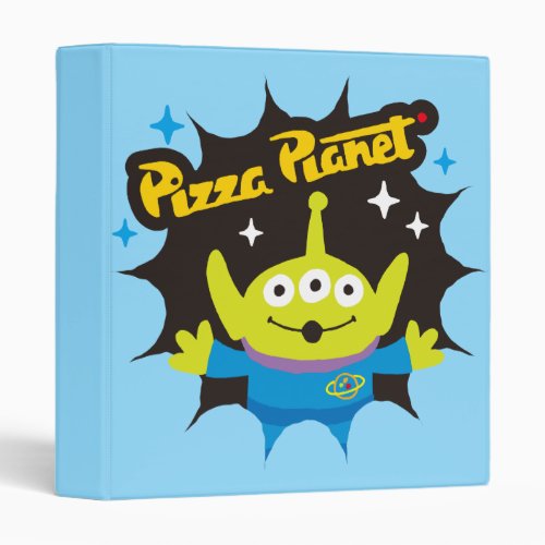 Stylized Alien Pizza Planet Badge 3 Ring Binder