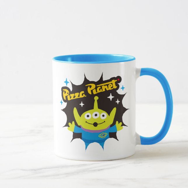 Stylized Alien Pizza Planet Badge Mug (Right)