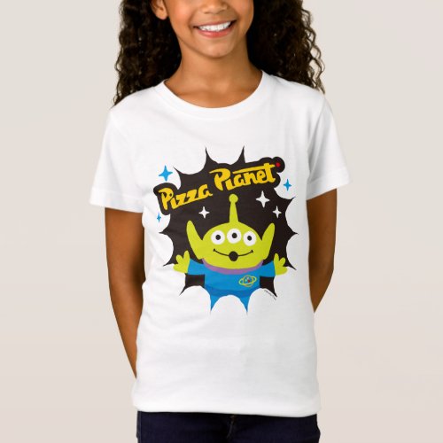 Stylized Alien Pizza Planet Badge T_Shirt